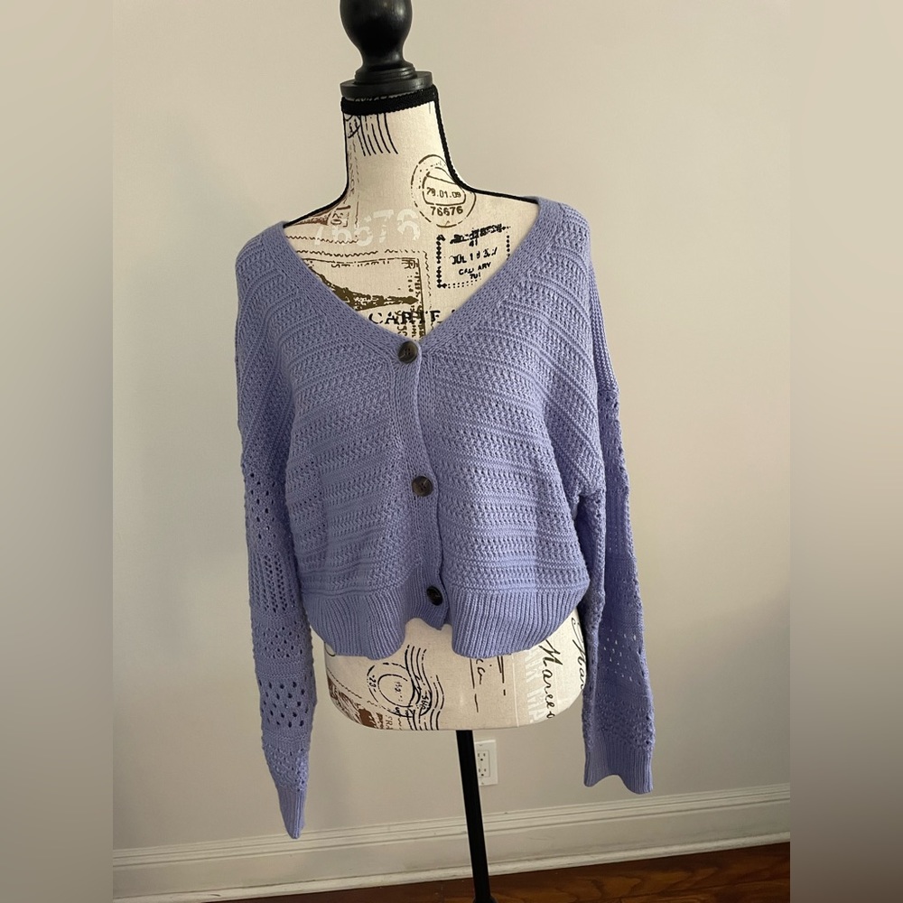 Purple knit cardigan